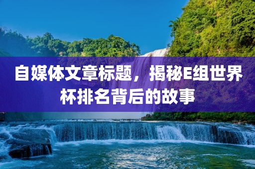 自媒体文章标题，揭秘E组世界杯排名背后的故事漯河市盈旭机械设备有限公司