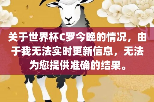 漯河市盈旭机械设备有限公司关于世界杯C罗今晚的情况，由于我无法实时更新信息，无法为您提供准确的结果。