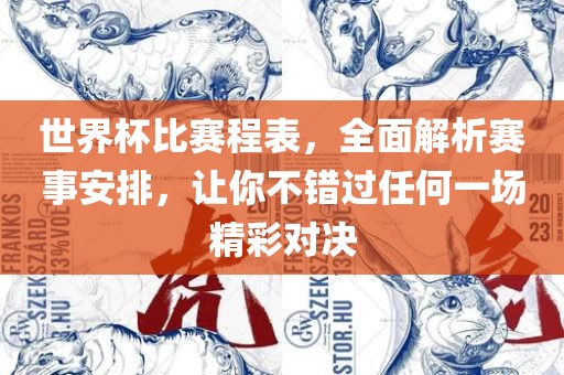 世界杯比赛程表，全面解析赛事安排，让你不错过任何一场精彩对决