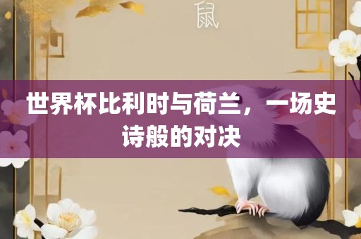 世界杯比利时与荷兰，一场史诗般的对决