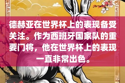 德赫亚在世界杯上的表现备受关注。作为西班牙国家队的重要门将，他在世界杯上的表现一直非常出色。漯河市盈旭机械设备有限公司