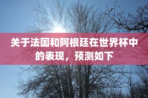 关于法国和阿根廷在世界杯中的表现，预测如下