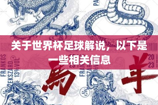 关于世界杯足球解说，以下是一些相关信息
