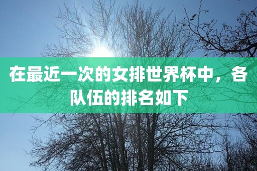 在最近一次的女排世界杯中，各队伍的排名如下