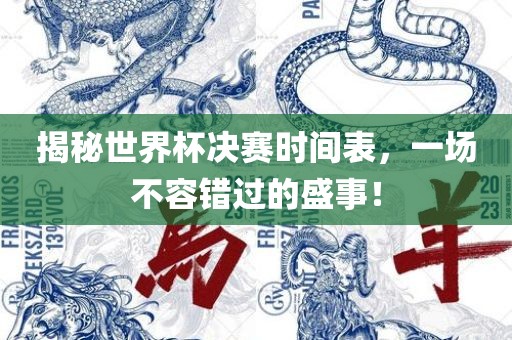 揭秘世界杯决赛时间表，一场不容错过的盛事！