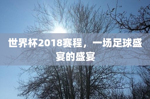 世界杯2018赛程，一场足球盛宴的盛宴漯河市盈旭机械设备有限公司