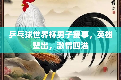 乒乓球世界杯男子赛事，英雄辈出，激情四溢