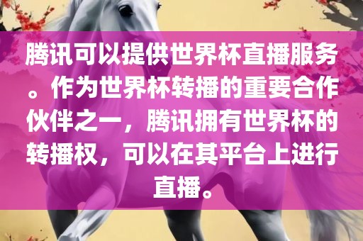 腾讯可以提供世界杯直播服务。作为世界杯转播的重要合作伙伴之一，腾讯拥有世界杯的转播权，可以在其平台上进行直播。