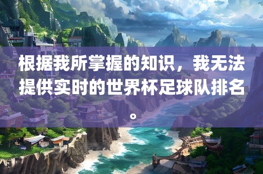 根据我所掌握的知识，我无法提供实时的世界杯足球队排名。