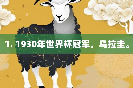 1. 1930年世界杯冠军，乌拉圭。