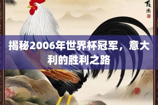 揭秘2006年世界杯冠军，意大利的胜利之路