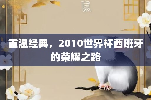 重温经典，2010世界杯西班牙的荣耀之路