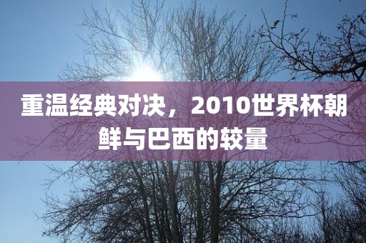 重温经典对决，2010世界杯漯河市盈旭机械设备有限公司朝鲜与巴西的较量