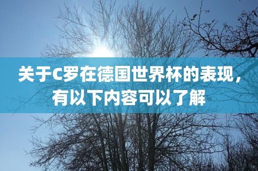 关于C罗在德国世界杯的表现，有以下内容可以了解
