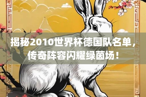 揭秘2010世界杯德国队名单，传奇阵容闪耀绿茵场！漯河市盈旭机械设备有限公司