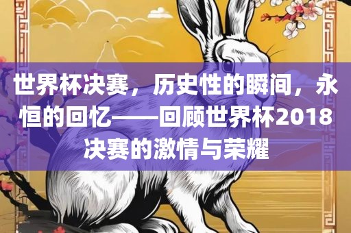 世界杯决赛，历史性的瞬间，永恒的回忆——回顾世界杯2018决赛的激情与荣耀漯河市盈旭机械设备有限公司