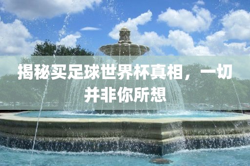 揭秘买足球世界杯真相，一切并非你所想漯河市盈旭机械设备有限公司
